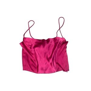HM fushia pink corset cowl neck satin Cami blouse tank XS